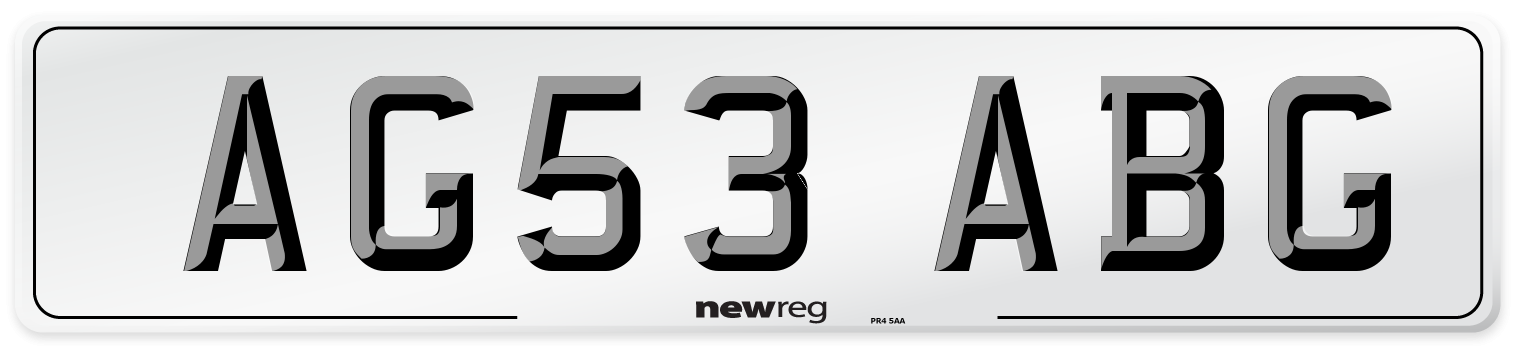 AG53 ABG Number Plate from New Reg